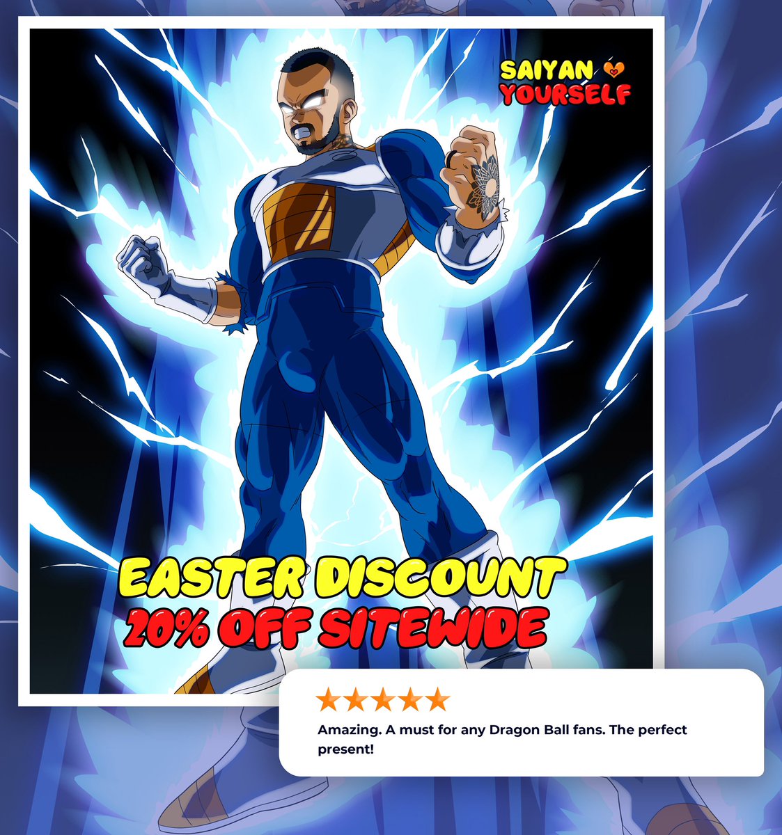 SaiyanYourself's tweet photo. To celebrate this Easter weekend we’re offering 20% off sitewide on all orders!

Use code: SAIYANEASTER at checkout!

Ends Monday the 5th of April at Midnight!

#saiyanyourself #dragonball #dragonballz #dragonballsuper #dragonballgt #db #dbz #dbs #dbgt #anime #manga #saiyan https://t.co/wsLJUAKPpo