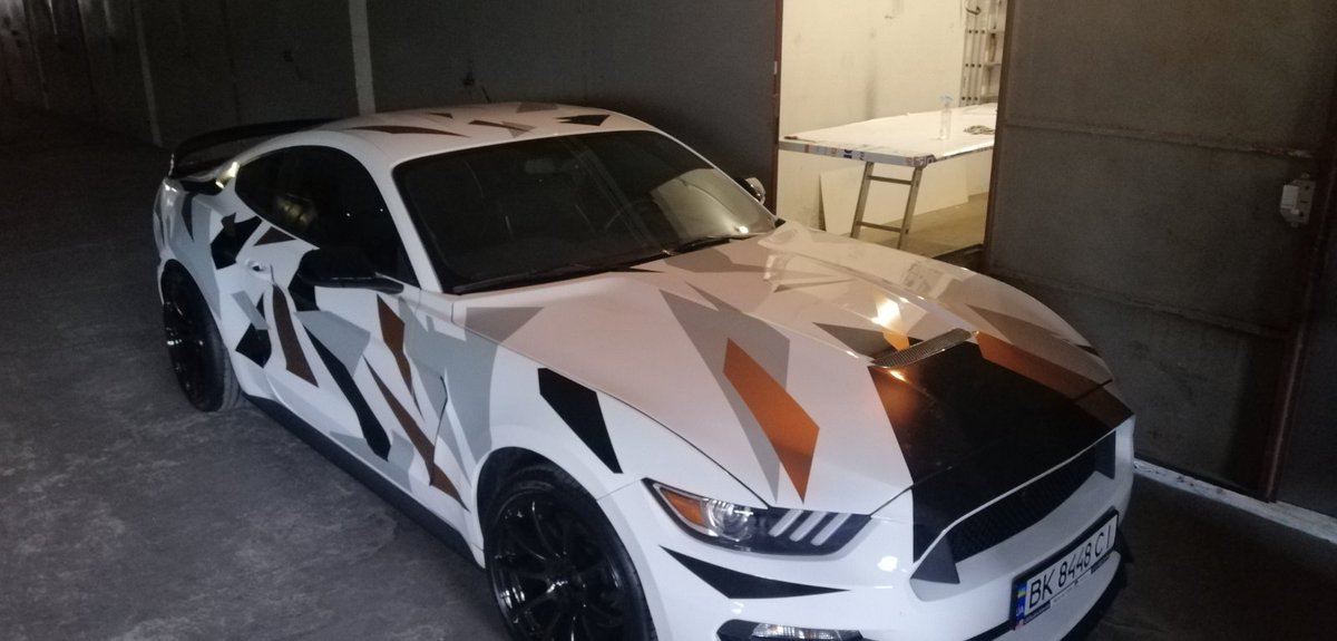 geometric camouflage for mustang!   #carcamouflage #cardecals #carstickers astart3d.com.ua