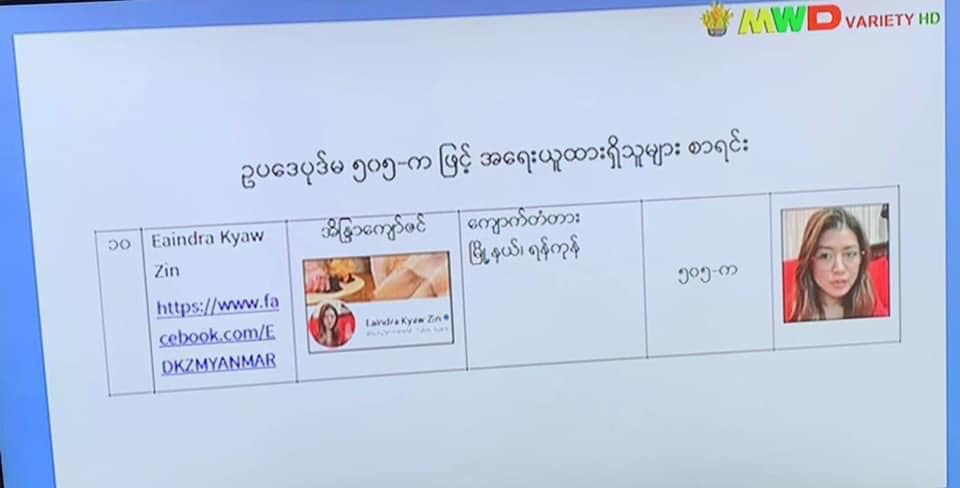 thinink's tweet photo. Seems criticising the junta on #Facebook - that is, telling the truth about them - is now being used to charge celebrities, influencers and journalists with 505 (A). Read up on what that article means -  https://t.co/JR1cgfqA42 #WhatsHappeningInMyanmar  #myanmar https://t.co/7EKukvldBu