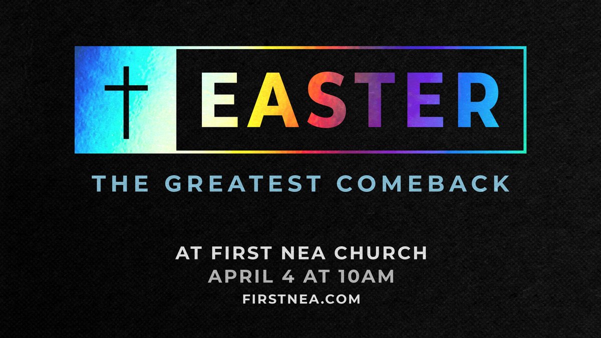 firstnea's tweet image. Easter at First NEA is going to be GREAT! Service will be fast-paced, meaningful, and engaging. It's not a day you want to miss! 
Join us as we look at the greatest comeback of all time!
⏰ Sunday, April 4 at 10:00AM
➡️ Join us in-person or online at firstnea.com
