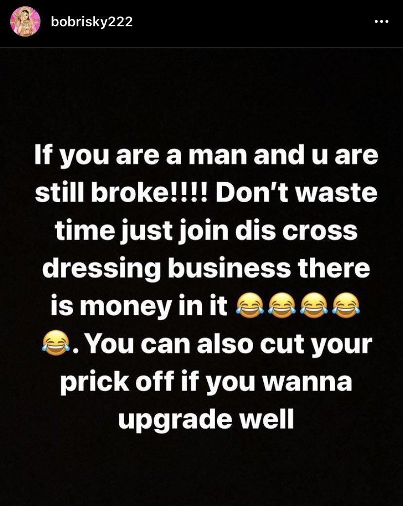 officialboldtv1's tweet photo. Bobrisky has a message for the guys 😬 https://t.co/sxujIPrVyD