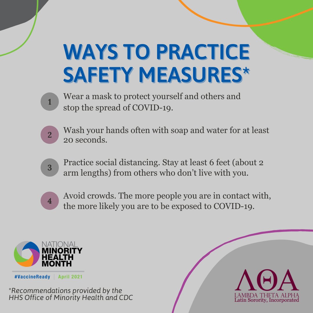 April is National Minority Health Month! We are proud to support <a href="/MinorityHealth/">Minority Health</a> to encourage communities to be #VaccineReady. This #NMHM2021, learn how you can help raise vaccine confidence and #StopTheSpread of #COVID19. bit.ly/39tQUGn #LTA1975 #MinorityHealth