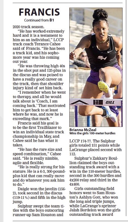 CoachTCaheeII's tweet photo. Prep’s Francis works his way back 
- Sweeps discus, shot put 

Proud of my guy, one of the leaders in our locker room. Has taken his role serious and led by example‼️

Road to the state championship ‼️

#ThePrepWay #JustBlaze 💨 https://t.co/6BzvQOEaTU