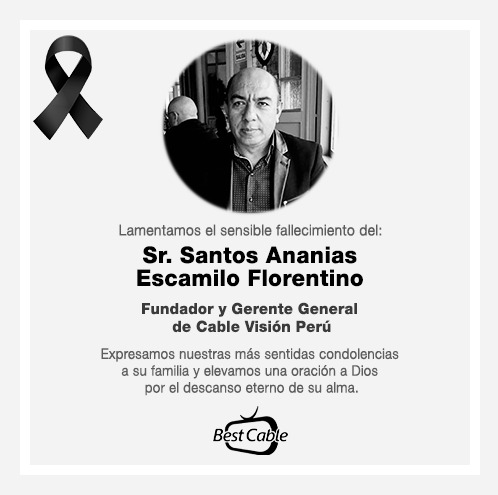 Luzmajt's tweet photo. #BestCablePerú lamenta profundamente el sensible fallecimiento del Sr. 𝐀𝐧𝐚𝐧𝐢𝐚𝐬 𝐄𝐬𝐜𝐚𝐦𝐢𝐥𝐨, Fundador y Gerente General de @CableVisionPeru
Quienes tuvimos el gusto de conocerlo expresamos nuestras sentidas condolencias a la familia.🕊QEPD🕊 @dtf1051 https://t.co/LkK0pfLqEL