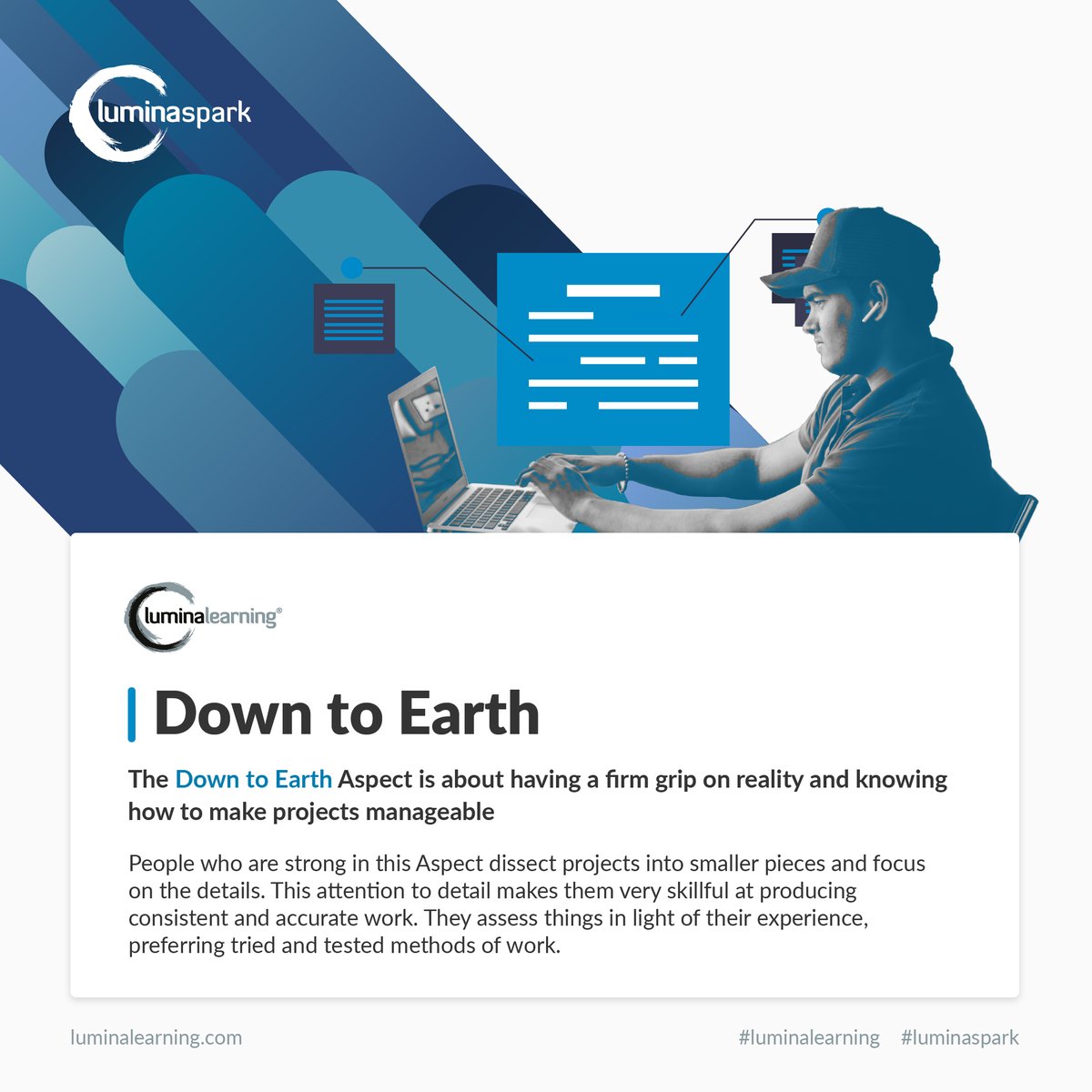 LuminaLearning's tweet image. 💡Friday thoughts💡 How cautious, practical or evidence based are you? Would using more of the Down to Earth qualities support you in working remotely, or those you work with?

#LuminaSpark #RemoteWorkingChallenges #LearningWithoutLimits #CelebratingPeople