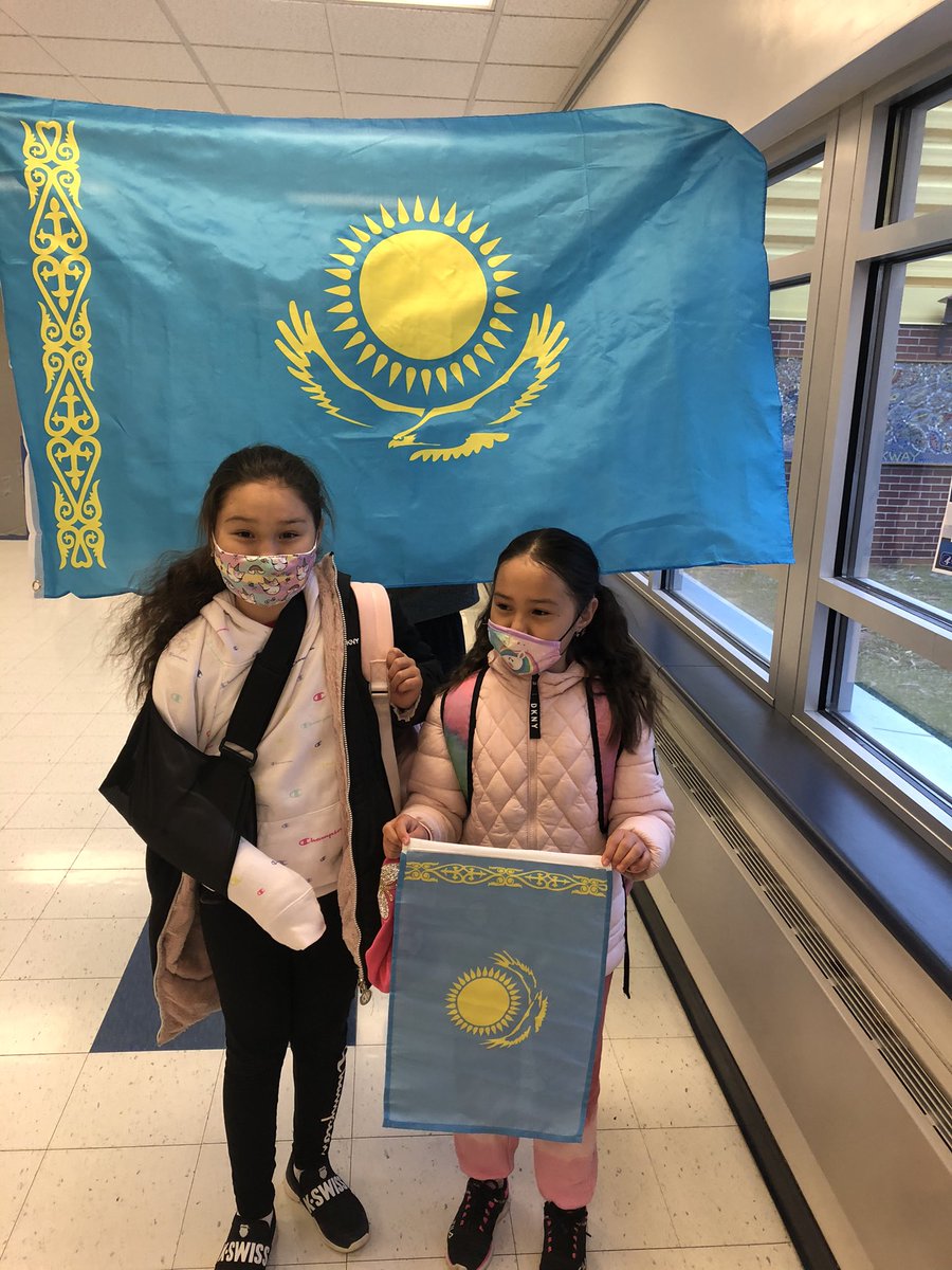EasterlyParkway's tweet photo. These two young ladies noticed their home countryโs flag of Kazakhstan was not represented with all of our other international flags, so they wrote a persuasive letter asking us to consider. How could we not? #EPProud https://t.co/EDi0TXi5kq