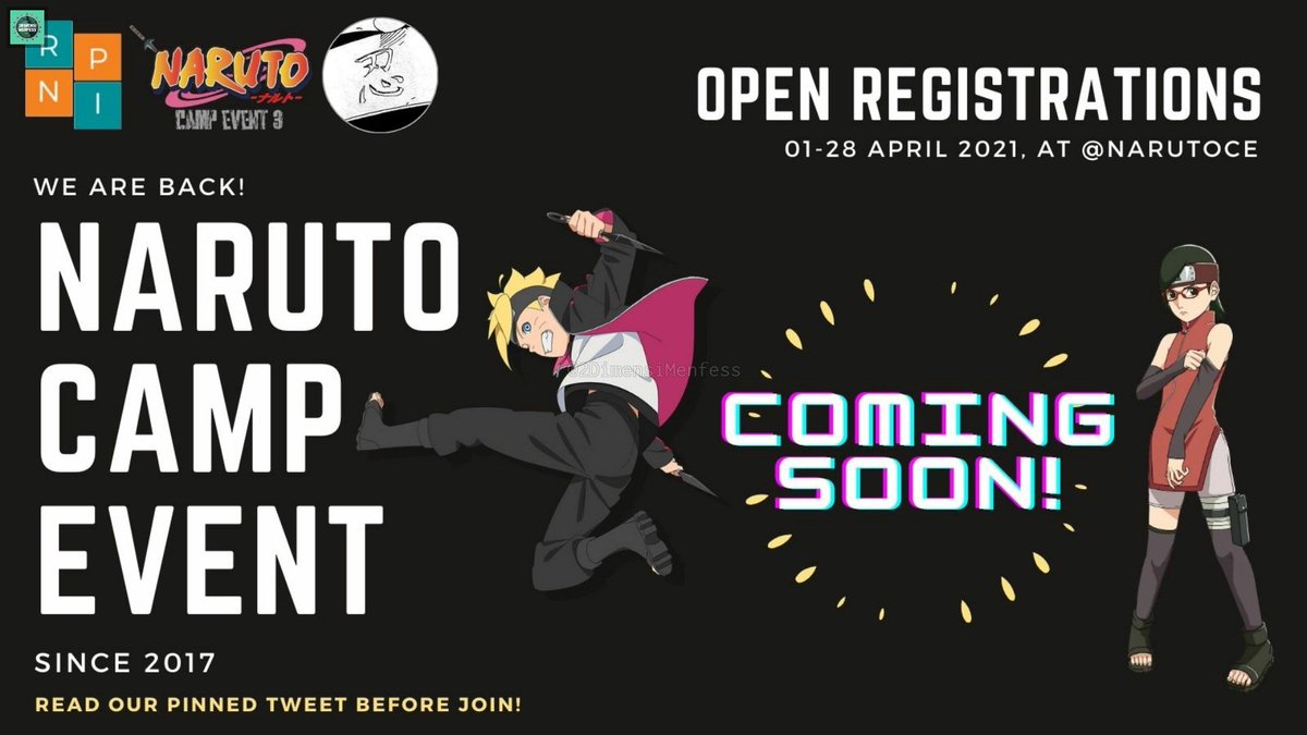 *2DFess

⠀⠀the  end  is  the  beginning、
⠀⠀and  the  beginning  is  the  end.

⠀  ⠀⠀⠀⠀ GET  READY  FOR  
⠀⠀⠀⠀⠀THE  NEXT  BATTLE! 

⠀  ─┈ NARUTO  CAMP  EVENT  3
⠀⠀⠀⠀ ✨open  registration! ✨
⠀⠀⠀⠀⠀⠀⠀⠀<a href="/NarutoCE/">NCE</a>