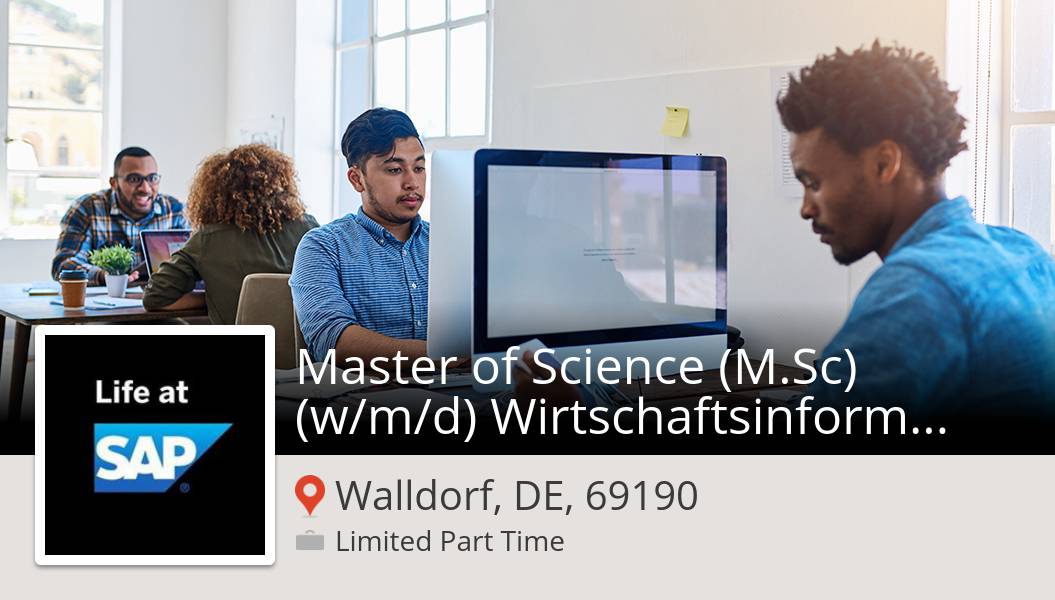 #Master of Science (M.​Sc) (w/m/d) Wirtschaftsinformatik/#Informatik Start 09/2021 (VT/STAR) Walldorf (#WalldorfDE69190) workfor.us/lifeatsap/aw4mb #job #JobsAtSAP