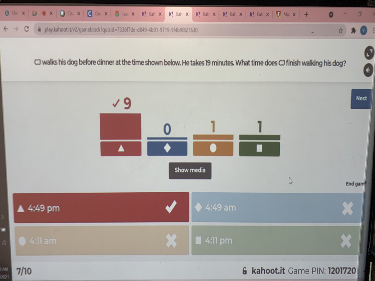 Nothing like a little Kahoot to get our mathematician juices flowing before the elapsed time test! @PrincipalERD <a href="/DicksonTigers/">E.R. Dickson Tigers</a>