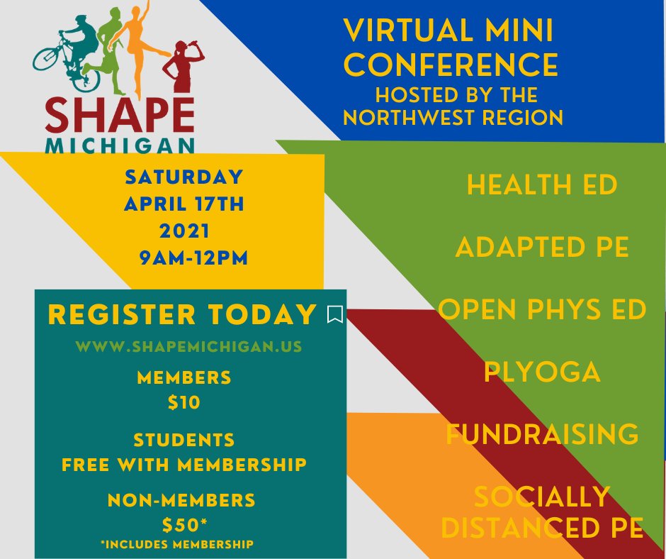 🔊Register today for our April 17th Mini Conference! 
shapemichigan.us 
<a href="/PLYOGAFitness/">PLYOGA</a> <a href="/OPENPhysEd/">OPEN Phys Ed</a> 
#Physed #healthED #APE