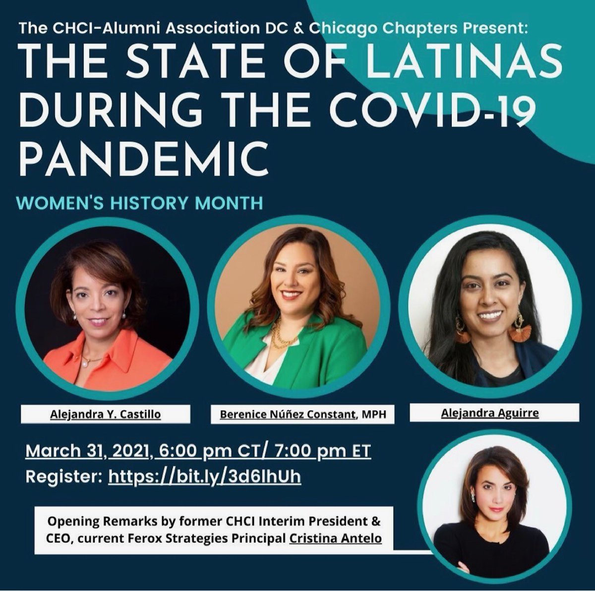 FeroxStrategies's tweet photo. ICYMI: Thank you to the @CHCIAlumni DC and Chicago for welcoming @FeroxStrategies Principal @MsCEAntelo for a conversation on the state of Latinas during the COVID-19 pandemic. 
Watch the discussion online now by clicking the link below!
https://t.co/R3xB3KA6AB
#CHCI #CHCIAlumni https://t.co/wojIesB48q