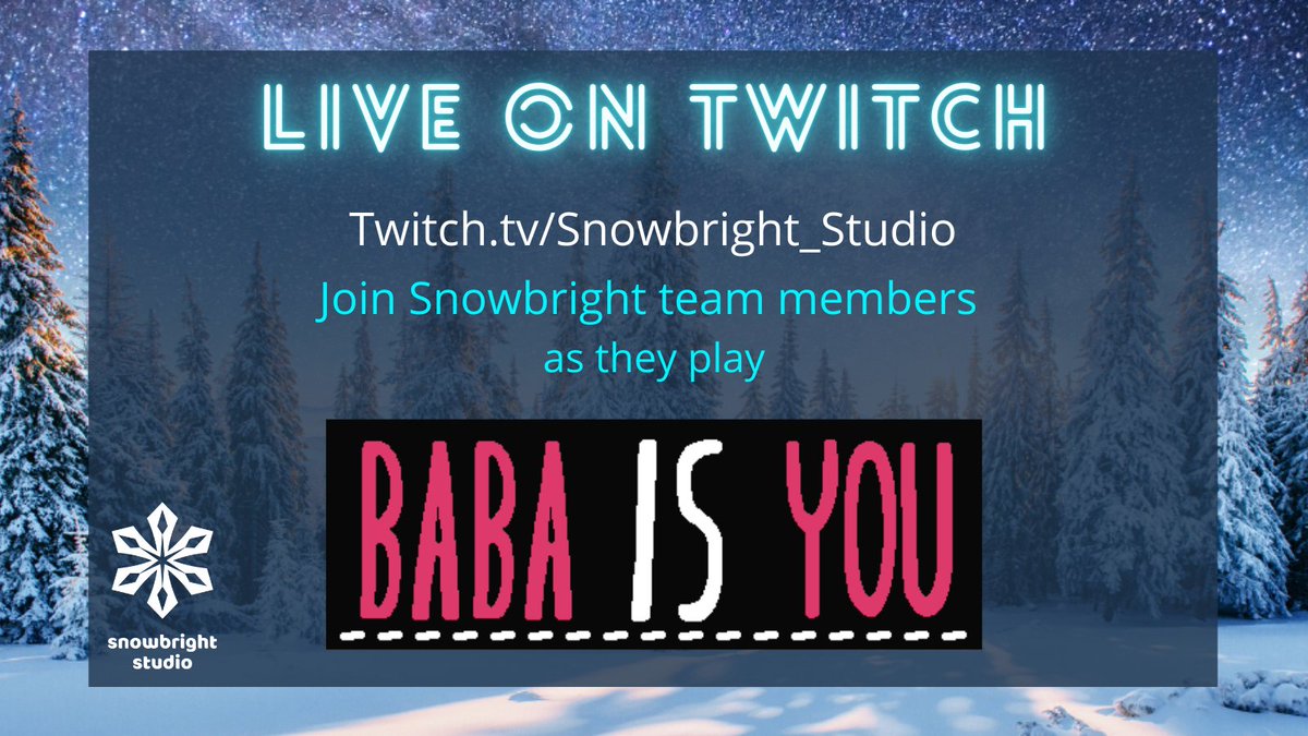 sbrightstudio's tweet photo. It’s #BabaIsYou time! Come hang out with the Snowbright team as they play #BabaIsYou #GetToKnowSB https://t.co/OALotCk3MR https://t.co/ea5L2hreTj