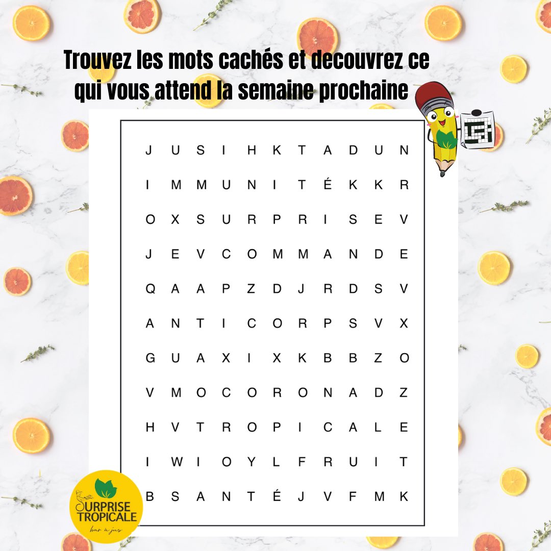SurpriseTropic's tweet photo. En route vers le week-end 💃🏿💃🏿💃🏿
C’est parti pour un jeu.
Ces 9 mots font parti des indices sur ce qui nous attend la semaine prochaine.
Trouvez-les et tentez de formuler une phrase avec..
Allez, c’est parti 😀 https://t.co/hjdM36tPAw