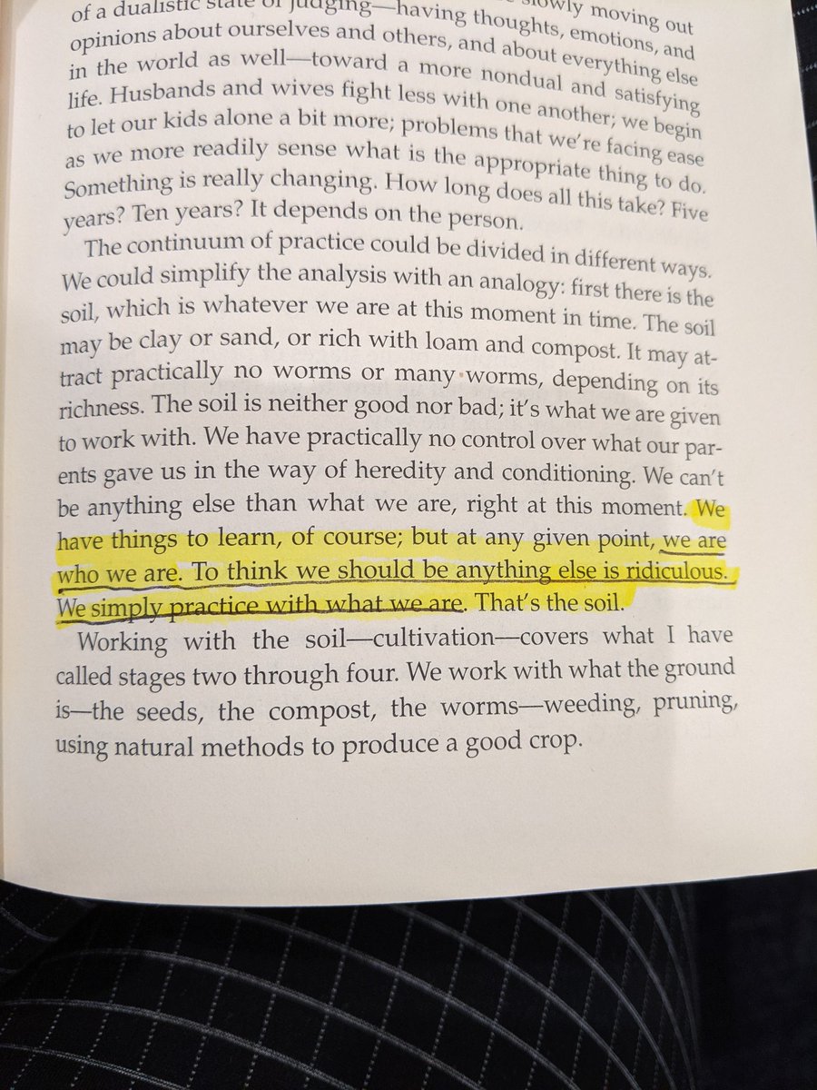 bookswithsummer's tweet photo. "We have things to learn, of course; but at any given point, we are who we are. To think we should be anything else is ridiculous. We simply practice with what we are. That's the soil" 
#BookRecommendations #selfhelp https://t.co/n0O9pLd2An