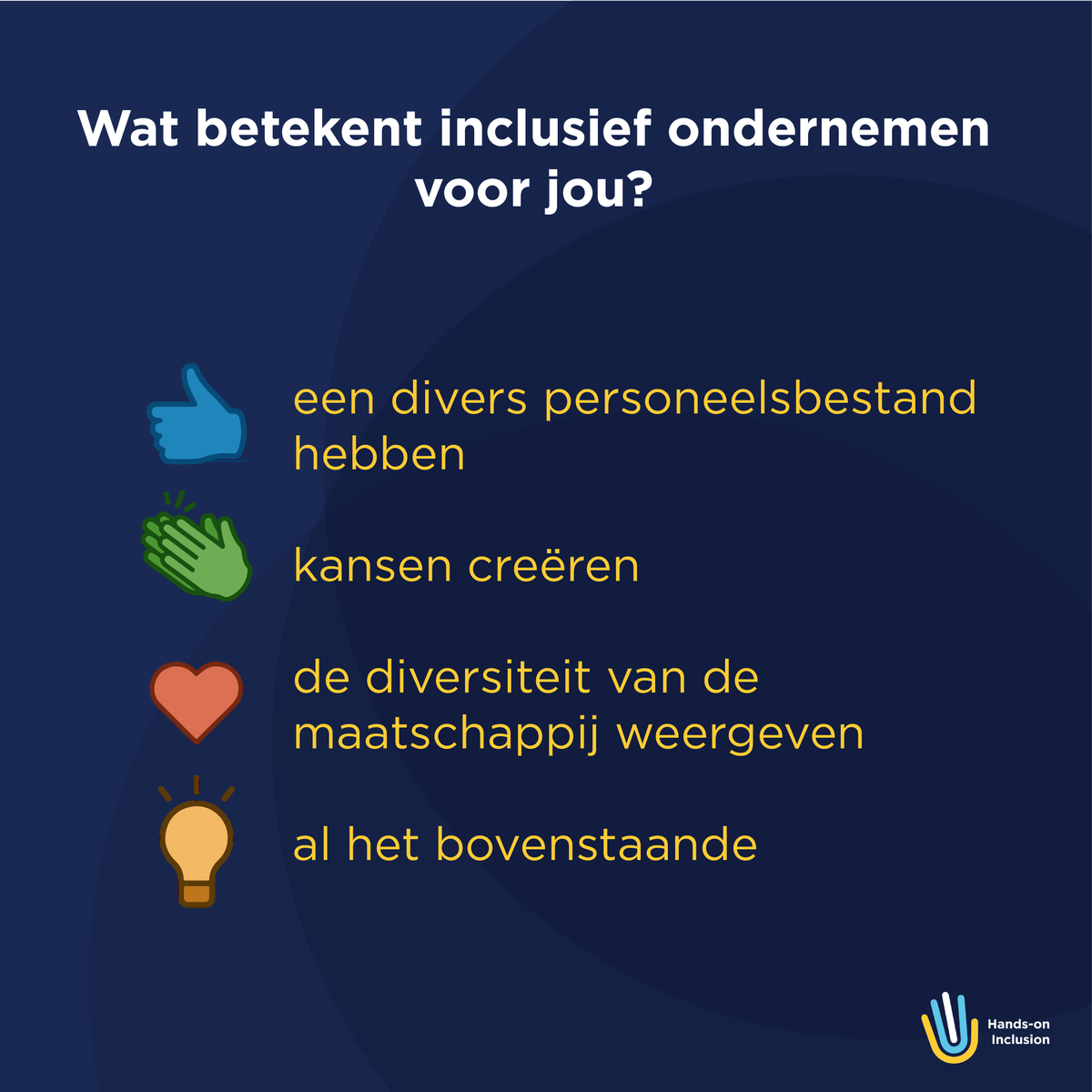 HOI_inclusion's tweet photo. Wat betekent inclusief ondernemen voor jou? Laat het ons weten!

Doe onze quiz en ontdek aan de hand van soortgelijke vragen waarbij wij jou kunnen ondersteunen: https://t.co/CrqOz8q6ZZ 

#HandsOnInclusion #Quiz #InclusiefOndernemen https://t.co/kLgQUNS3Bu