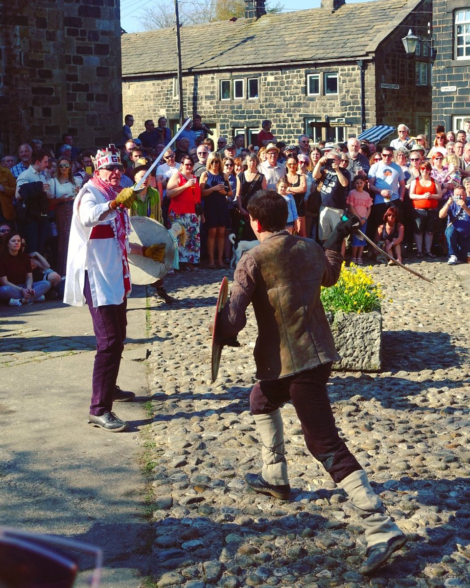 JohnMcArts's tweet photo. #GoodFriday is an intense focus of local calendar customs, sadly dormant this year.
Here's the famous Midgley #PaceEgg Play, performed by both Midgley School alumni and the Heptonstall Players in Weaver's Square, Heptonstall, 2019 https://t.co/oMmqyFeXTw