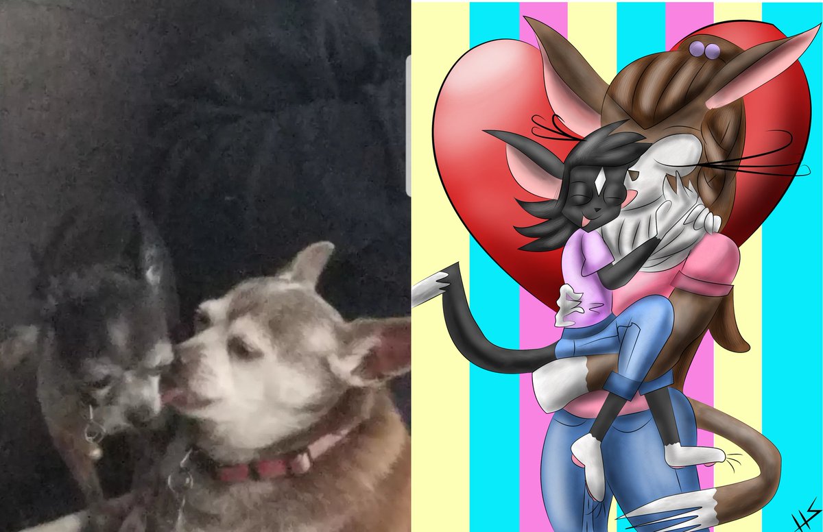Salvation_Arts's tweet photo. How i veiw my dogs 
#furryart #digitalillustration #photoshopart #art #digitalart #digital #furry #dogs #Chihuahua
#doglove #hearts #comparison #realityvsfantasy https://t.co/vNKYzGQ3Ys