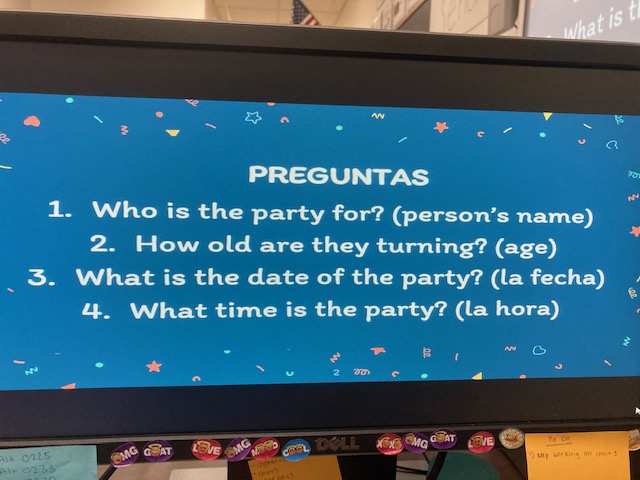Stephmacfadyen's tweet photo. For their end of unit project on birthdays, 4th graders interpreted 12 real life birthday party invitations (in Spanish)! Students used what they learned in this unit, such as numbers, age, dates, and time, to answer the questions given and interpret the invitations. https://t.co/MF3qyxdeyi