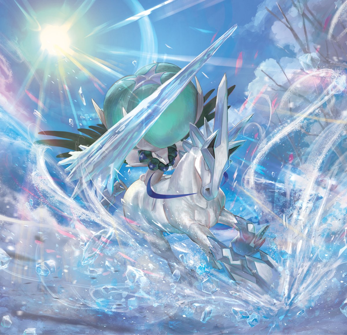Artwork of Ice Rider and Shadow Rider Calyrex from 'Chilling Reign ...