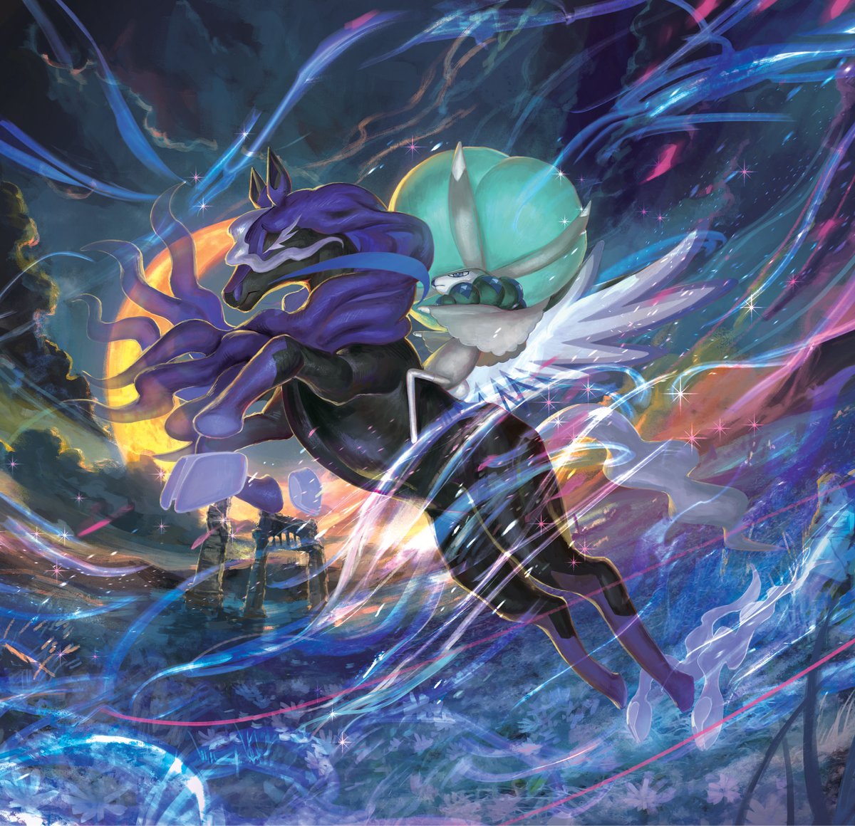 Artwork of Ice Rider and Shadow Rider Calyrex from 'Chilling Reign ...