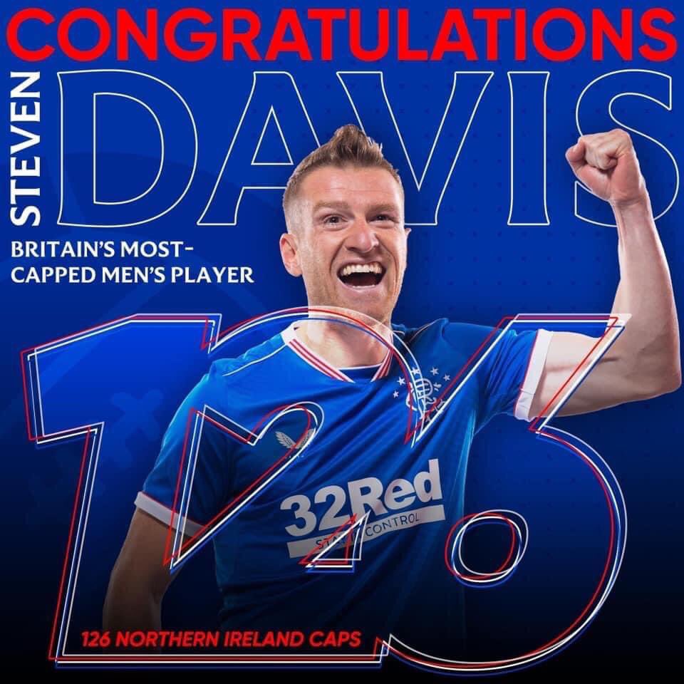 FreeMyself2023's tweet image. Congratulations to Steven #Davis on becoming #Britain’s most #capped men’s player!!
What an absolutely fantastic achievement for a truly wonderful professional!! #RangersFC #RangersFamily
