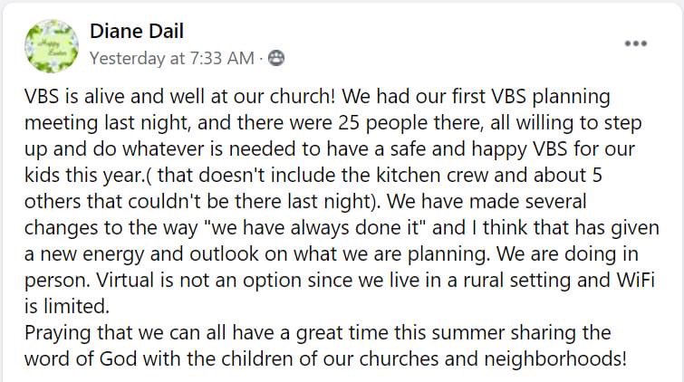 "VBS is alive and well at our church!" 🙌 We've heard similar stories time and time again, and we can hardly contain our excitement knowing that God is going to MOVE this summer! 

Share the God Sightings you're experiencing and let's give Him glory!
