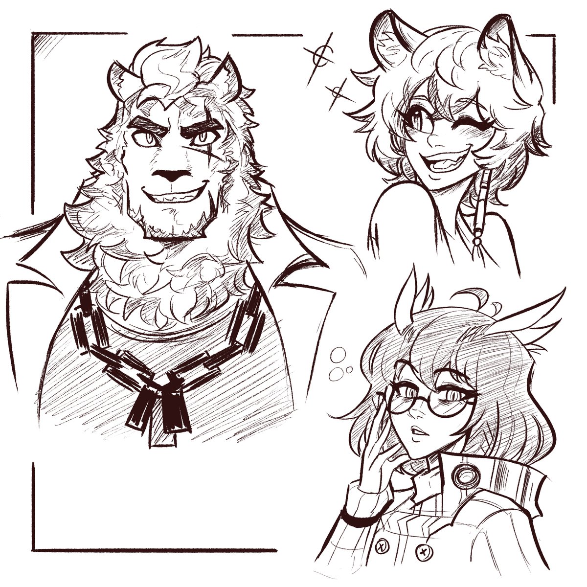 Operator doodles: Mountain, Cliffheart, and Silence #Arknights 