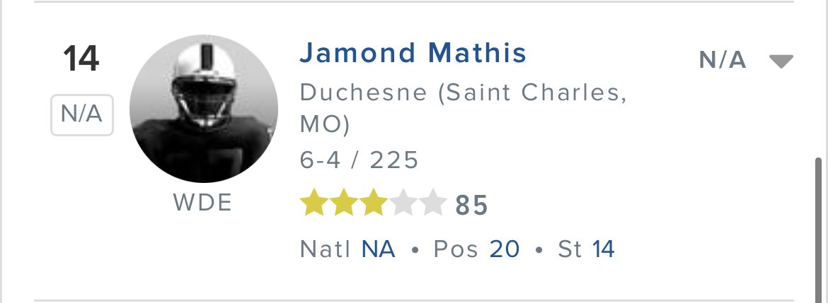 MathisJamond's tweet photo. Blessed to be named a 3⭐️ @AllenTrieu @MOprepredzone @GSV_STL @eliteamsports @JPRockMO https://t.co/2ZZyWUKe9J