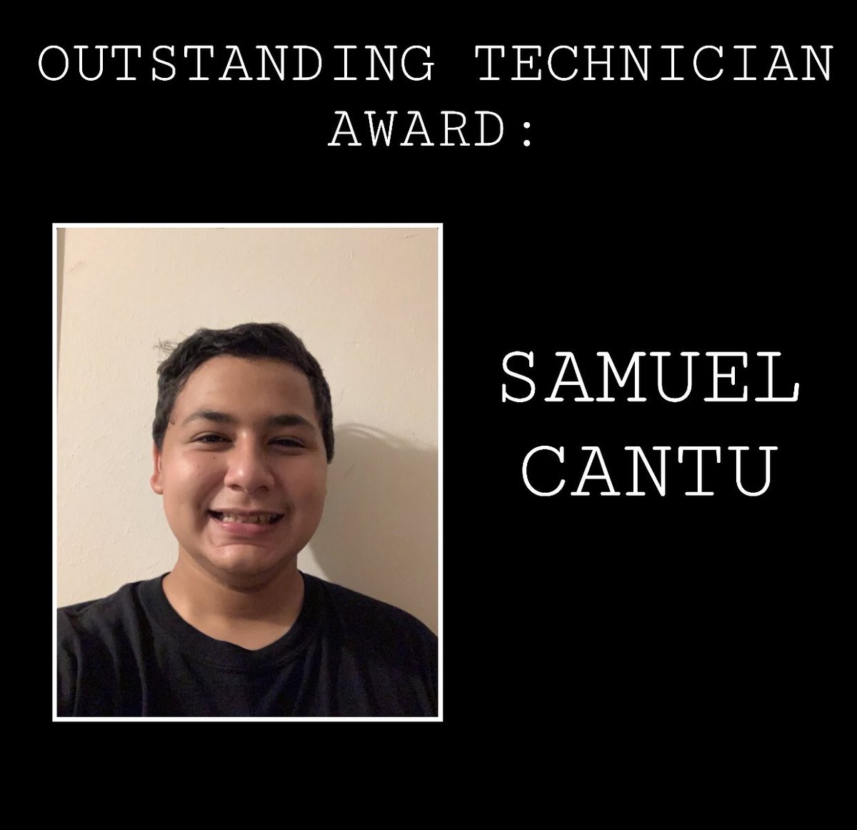 EnhsTheatre's tweet photo. Here’s our awarded recognitions from yesterday in order!!

Best Technician: Samuel Cantu

Honorable Mention: Carolina Cantu

All Star: Arianna Martinez

Congratulations to our seniors for being recognized for their hard work and we wish you good luck on your college journey. https://t.co/ESDHA8C5Iz