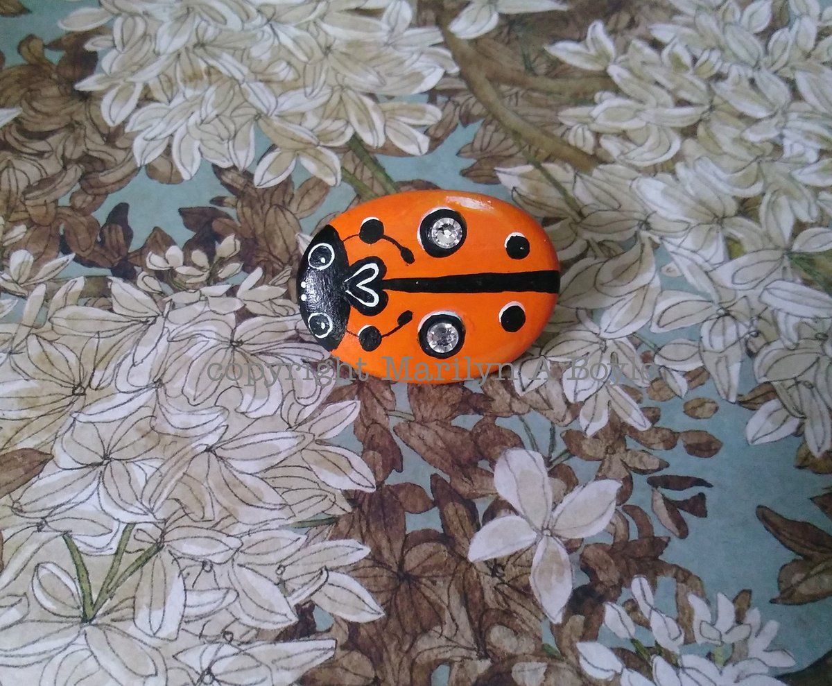 marilynaboyle's tweet image. Cute little ladybug pin is the latest addition to my #etsy shop: HAND PAINTED STONE; Lady bug pin on a Lake Superior stone, Swarovski crystals and pin hadware on the back etsy.me/2PgEElQ #stonepin #brooch #ladybugbrooch $Swarovskicrystals #MarilynABoyleart