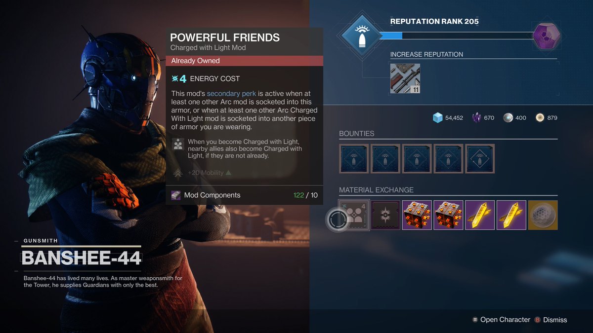 ResoluteMaverik's tweet photo. FRIENDS!!! If you don’t have the Powerful Friends armor mod, today is YOUR DAY! Go buy it from Banshee-44! #destiny2 #powerfulfriends #banshee44 #thankyoubungie #bungie https://t.co/SUniHzWBBI