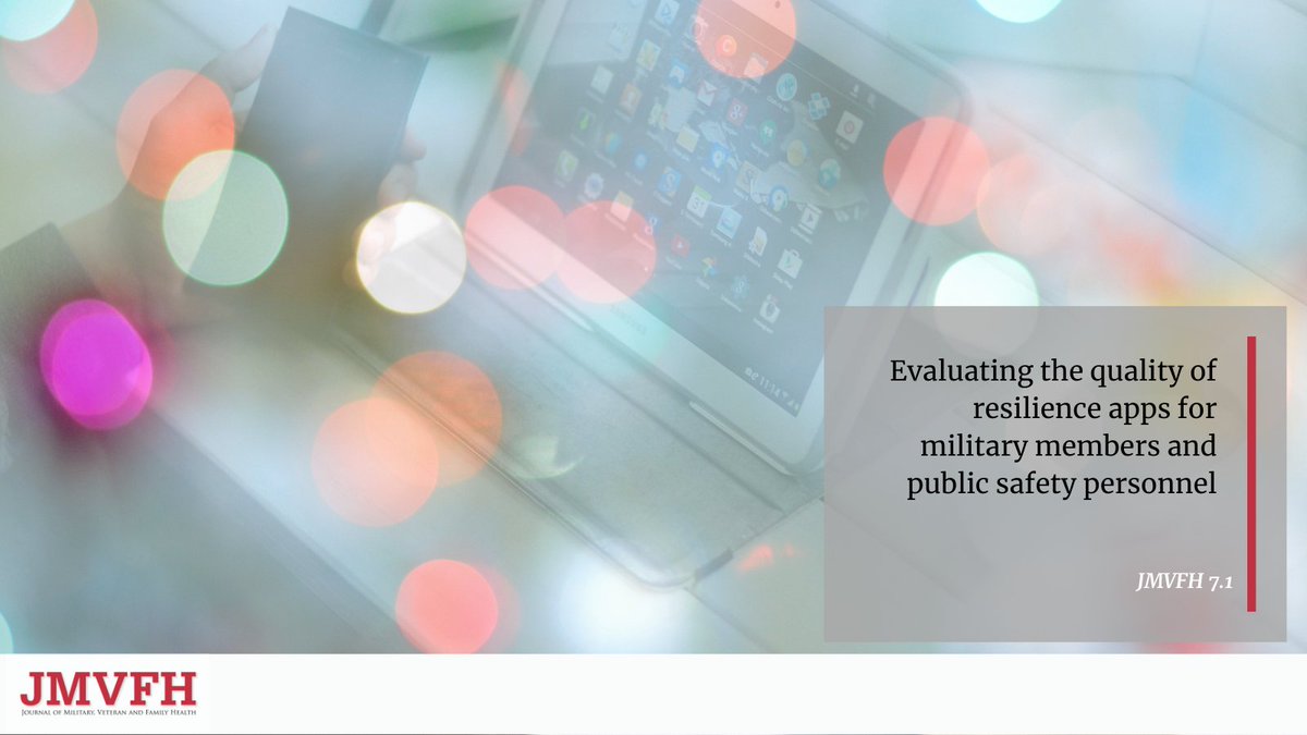 Are mental health apps helpful to military members and public safety personnel? Find out in a new JMVFH article: ‘Evaluating the quality of resilience apps for military members and public safety personnel.’ bit.ly/3tnkEfD