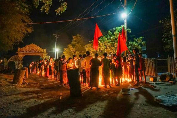 TostevinM's tweet photo. Some of the night protests against Myanmar's coup - nearly two months after the army seized power #WhatsHappeningInMyanmar https://t.co/i9fDk23YAy