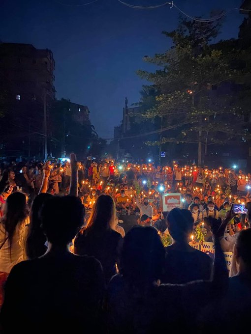 Some of the night protests against Myanmar's coup - nearly two months after the army seized power #WhatsHappeningInMyanmar