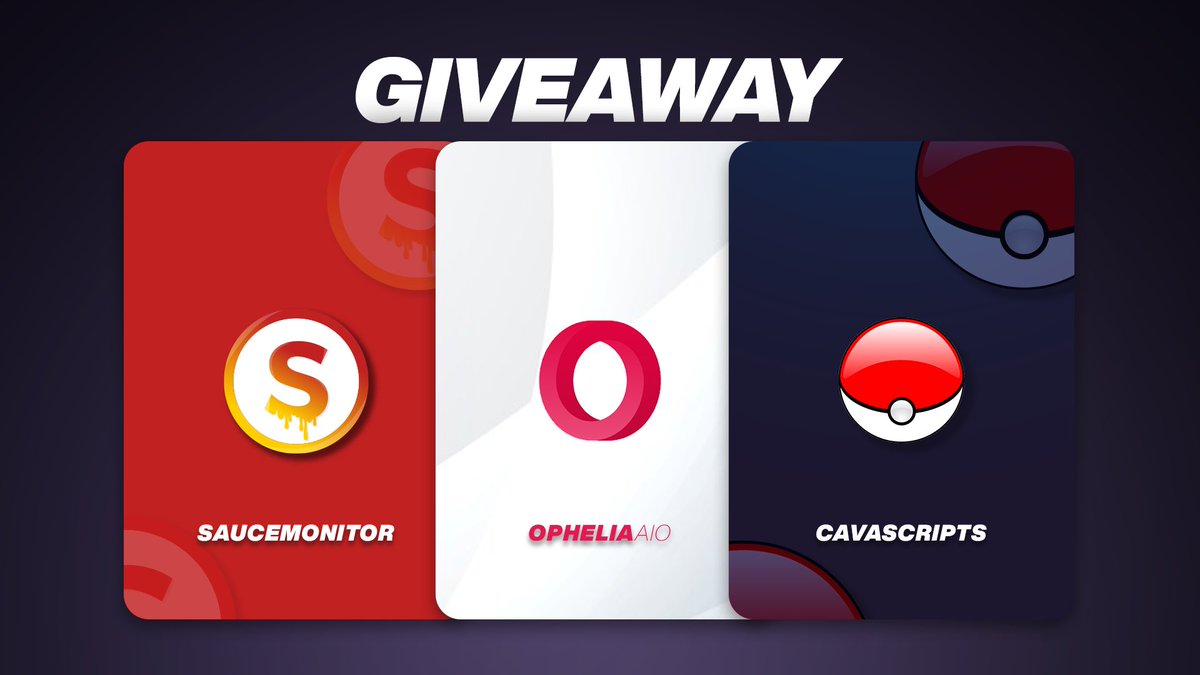 saucemonitor's tweet photo. 🔔 24H GIVEAWAY 🔔

✅ x1 FREE MONTH @saucemonitor
✅ x1 FREE RENEWAL KEY @CavaScripts
✅ x1 FREE RENEWAL KEY @OpheliaAIO

RULES:
🏃‍♂️Follow @saucemonitor @CavaScripts @OpheliaAIO
❤️Like
🔃Retweet

🍀 3 Winners https://t.co/YIuvk3jygc