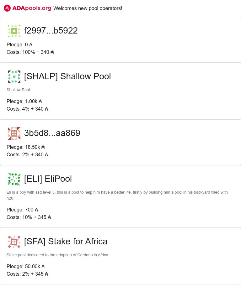 cexplorer_io's tweet photo. https://t.co/xw0WREABJG welcomes new pools!

 #SHALP #Shallow Pool #ELI #EliPool #SFA #Stake for Africa #HIT #Staking Pool By https://t.co/powY3Wsmlp #GMBL #GimbalPool #cardano $ADA 
 👉 https://t.co/ujXY0tIcr5 👈 https://t.co/cMiNNx7P7Y