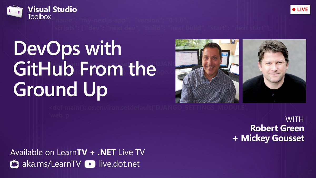 VisualStudio's tweet image. Get started on your #DevOps journey using GitHub. @Mickey_Gousset and @RoGreen_MS from Microsoft Research Lab will show you how on this episode of Visual Studio Toolbox: msft.it/6012VTU6M