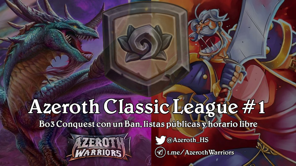 Azeroth_HS's tweet photo. Presentamos la Azeroth Classic League #1 , una liga del nuevo formato Classic:

-Bo3 con un Ban, listas públicas y horario libre para jugar los pairings

-Inscripciones hasta el Domingo 11 a las 23:59

-Inscripciones y más información en Telegram https://t.co/fkVNSerfyx https://t.co/NZ2NdCNL90