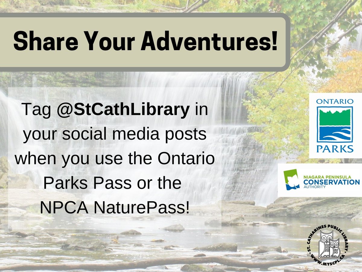 stcathlibrary's tweet image. Remember to share your outdoor adventures when you check out one of our Ontario Parks Passes or NPCA Nature Passes! 

#scplibrary #stcatharines #niagara #ontarioparks #NPCA #getoutside #outdooradventures #1000hoursoutside