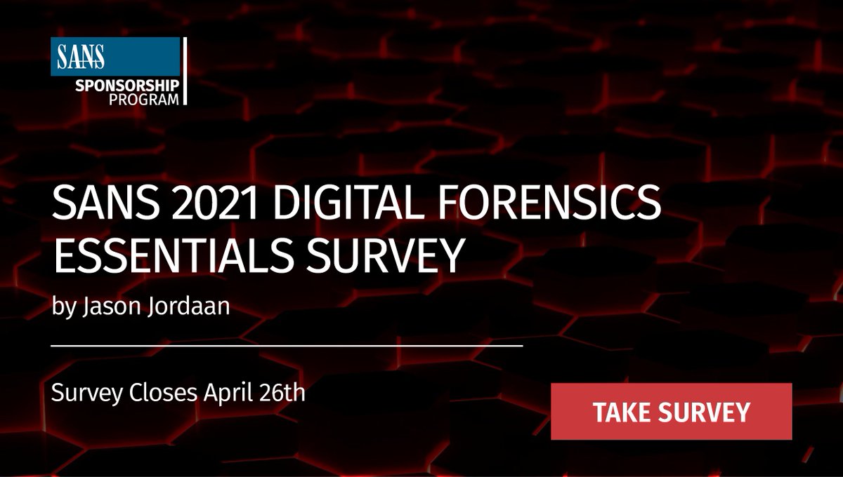 sansforensics's tweet photo. Calling all #forensicators: how important is foundational #digitalforensics skills and knowledge? Take this survey written by @DFS_JasonJ + enter to win a $250 Amazon gift card.

Take survey: https://t.co/XjH72ALdb8 https://t.co/YmNwvHry31