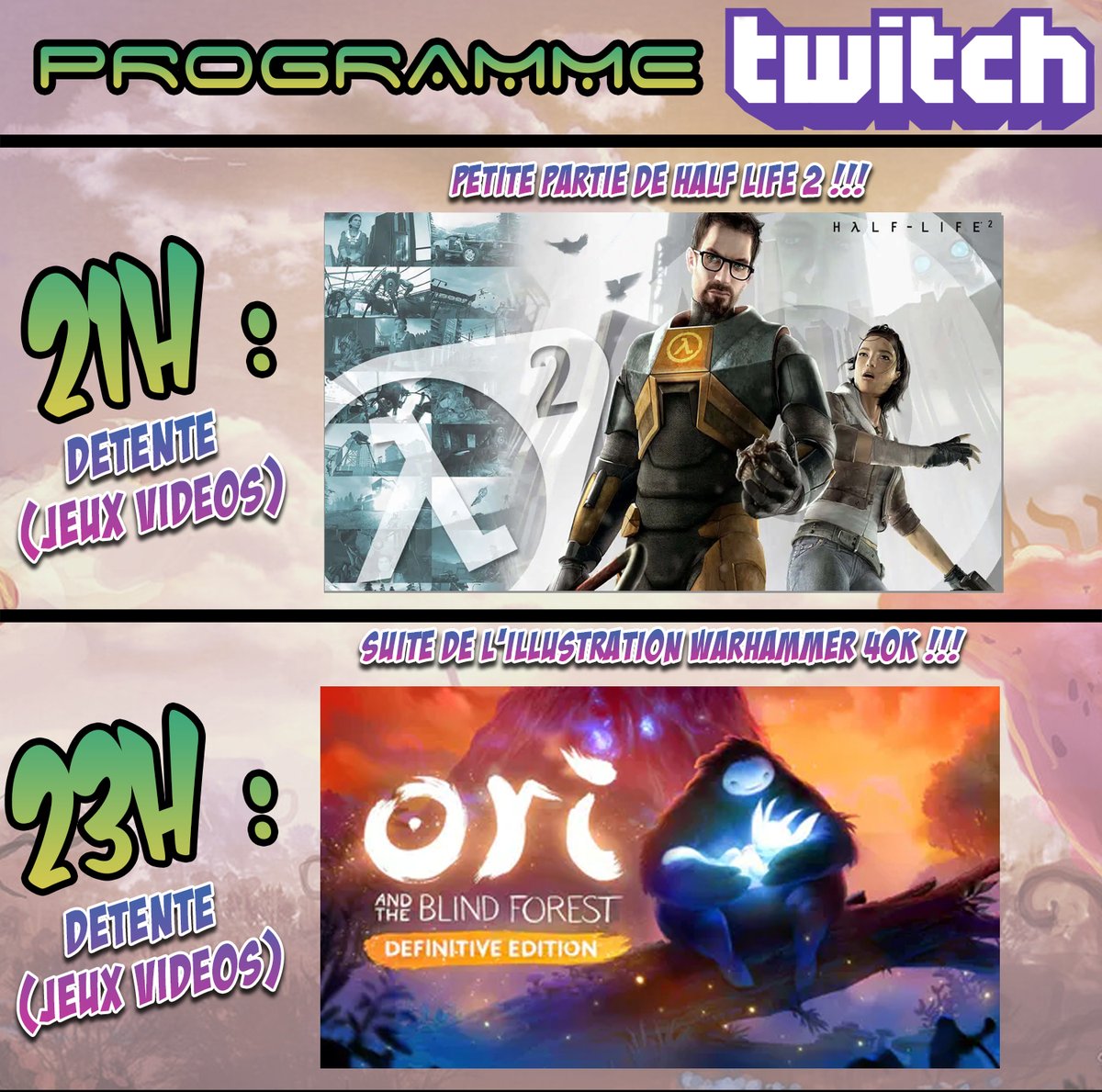 YO MES P'TITS ALIENS AU BULBITRON TOUT MOU !! Ce soir, petit live jeux vidéos à partir de 21h !! On commencera avec le Trash de HALF LIFE 2 et on finira dans la douceur et la beauté d'ORI 1 ! TU VIENS OU QUOI ??? twitch.tv/gwenvibancos