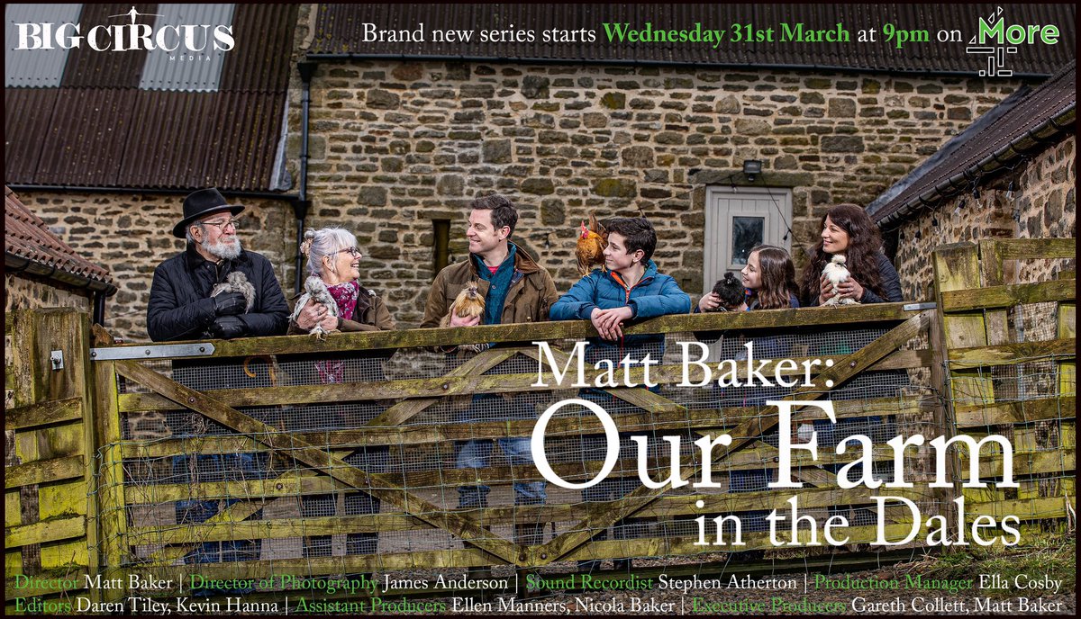 daz1editor's tweet photo. So its happy TX day today!! Been cutting this series for the last 4 months &amp; tonight DT Editing gets its first full facilites credit as done most of the post production for this 4 part series!! #MattBaker:OurFarmInTheDales https://t.co/ry54tFCEuD