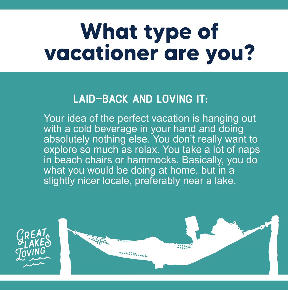 What type of vacationer are you? A series. 1/6 Like and comment when you find your type! #travel #vacation #vacationmode #travelblogger #travelquiz #GreatLakes #greatlakesloving