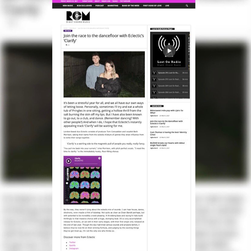 itsnoteclectic's tweet photo. We had some really kind words written on @RightChordMusic blog about our new single ‘Clarify’ 🧠 to read it, click the link in our bio✌️ 

#blog #musicblog #band #newmusic #blogging #writers #linkinbio #itsnoteclectic https://t.co/h5XuGqrzrv