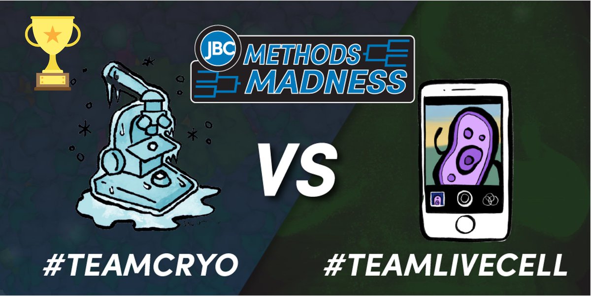jbiolchem's tweet photo. After winning their #FreeEnergyFour matchup, #TeamCryo reconstructed last year's success with a win against an out-of-focus #TeamLiveCell. The defending champs advance to the finals and will face-off against a hungry #TeamMassSpec looking for revenge. 

#JBCMethodsMadness https://t.co/KGC5qCdqCo