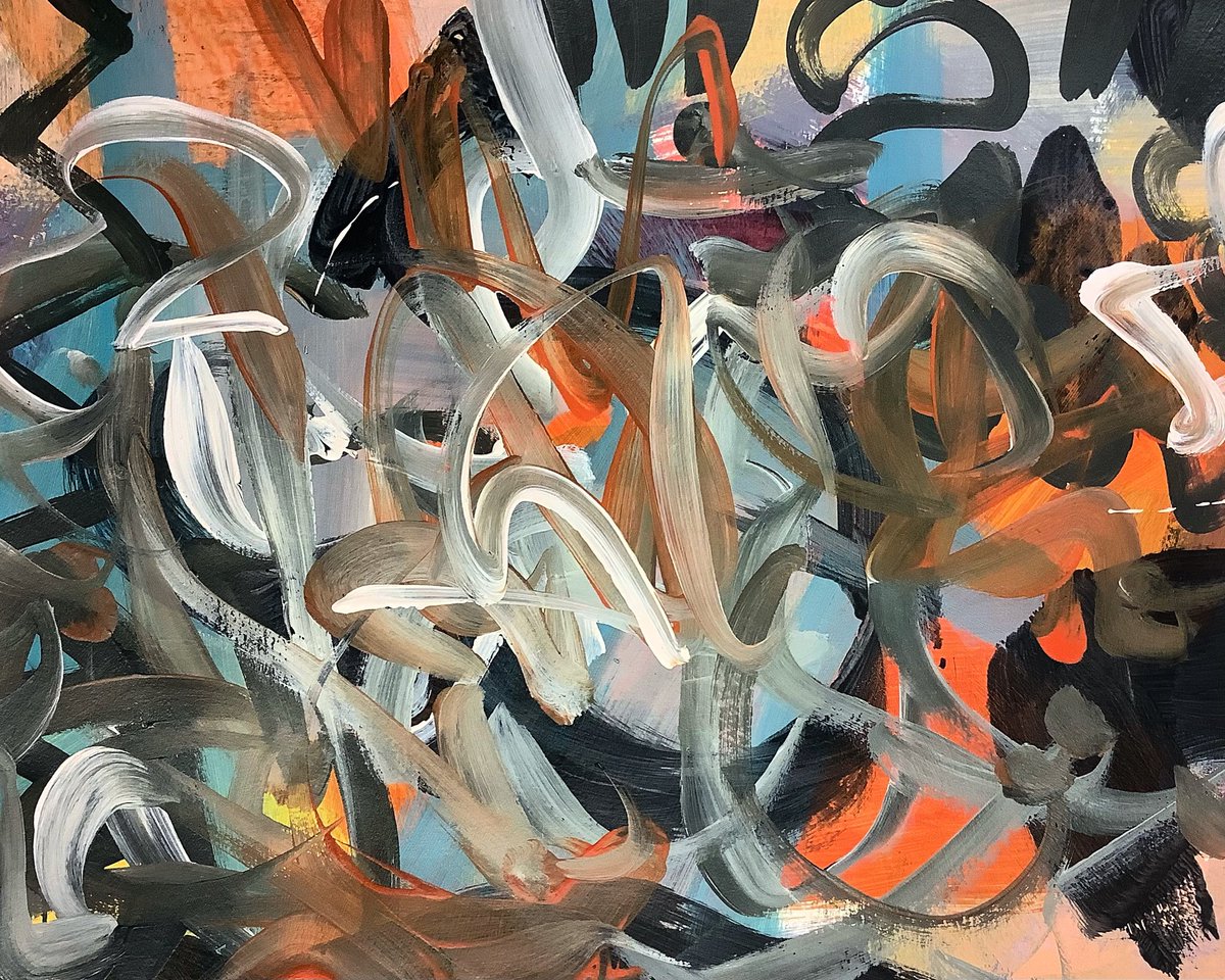 Continuing my review of earlier lockdown work - this was frenetic markmaking in assorted colours as I listened to music and opted  for a bit of escapism - it gave me pleasure at a time when I was stressed. #acryliconpaper #markmaking #listeningtomusic #getlostinthemusic