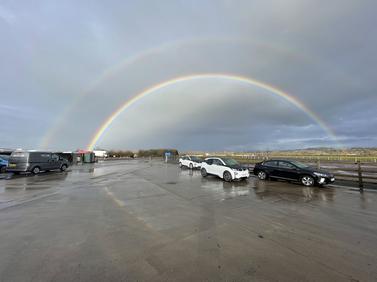 we_are_ev's tweet photo. We're fortunate enough to work in a location that offers spectacular sky views. When we spotted this rare double rainbow it was a great photo opportunity. #Bristol #EasterCompton #Rainbow #EV #Electricvehicles https://t.co/hXOZoHSC9o