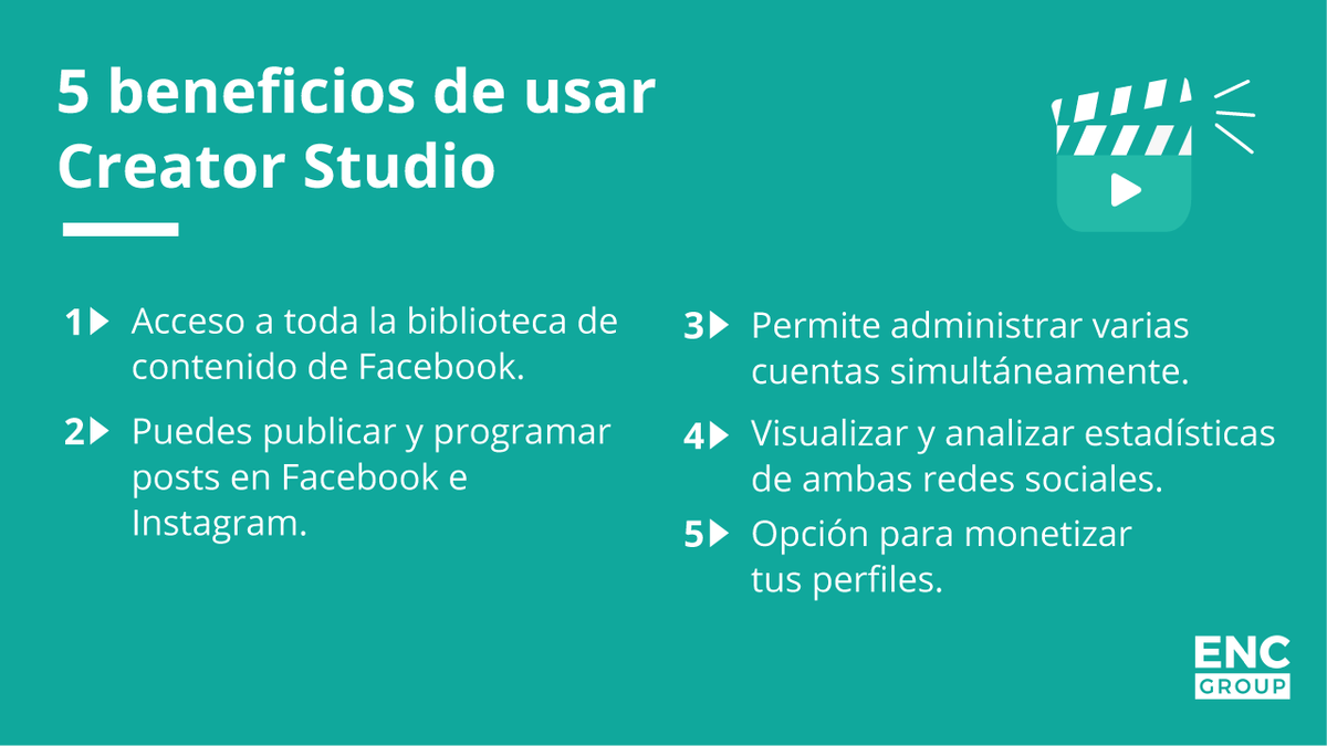 ENCLatam's tweet photo. Mira los 5 beneficios más importantes que aporta Creator Studio a tu estrategia de Social Media 🙌

#entercomm #agenciamarketing #agenciademarketing #marketing #comunicacion #creatorstudio #redessociales #rrss #herramientas #herramientasdigitales #socialmedia #contentmarketing https://t.co/n75U36I7TF
