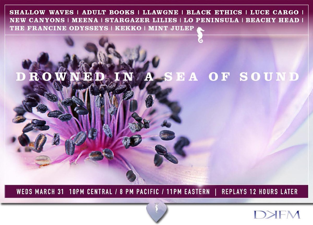 TONIGHT on <a href="/decayfm/">decayfm</a> 🌺🌸🖤🎶  Brand new episode of my show Drowned in a Sea of Sound @ 10pm CT/8pm PT. Dial in an hour prior to my show to experience a full 3 hour bliss block, starting with <a href="/whenthesunhits/">When The Sun Hits</a> and stick around after my show for <a href="/MusoJapan/">Muso Japan</a>! 🎶💞