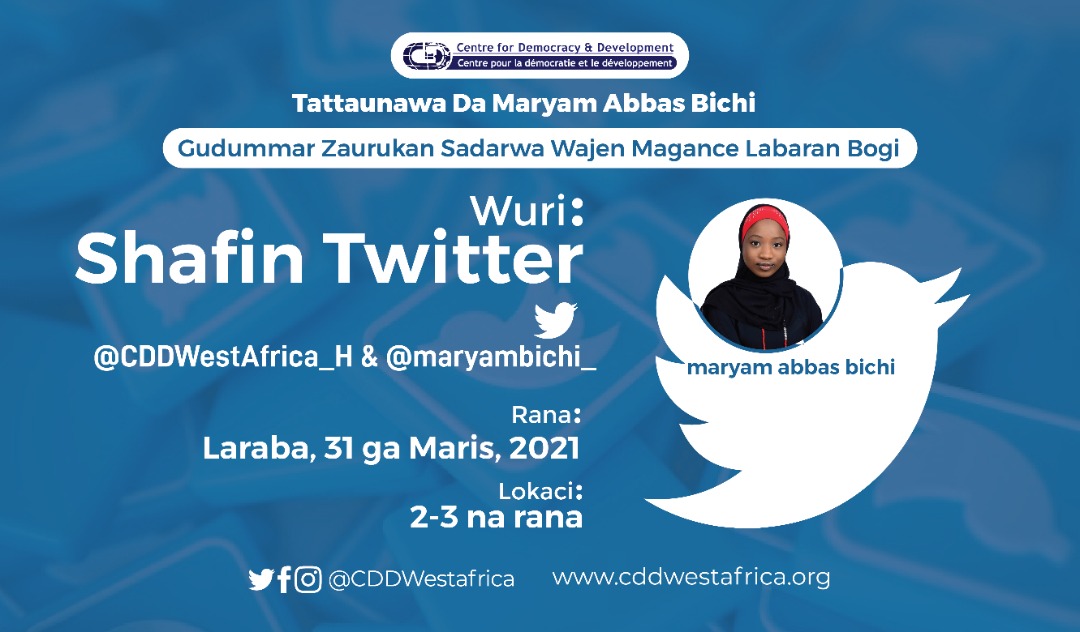 CDDWestAfrica_H's tweet photo. Maryam Abbas Bichi (@maryambichi_),daga karshe wane gargadi kike dashi ga jama'a dan su guji kirkira ko yada #LabarinBogi?
Mu hada hannu dan magance #LabaranBogi
@ssanewmediakano @nyokano @dr_sshuaib @Ssurajo99 @ShehuSani @sheikhbalalau @HausaTranslator @Belshagy @hackyayandy https://t.co/8ixdpyw5mq